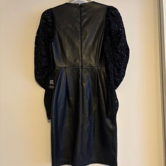 Express Faux Leather Dress with Lace Sleeves size XS NWT - Picture 3 of 6